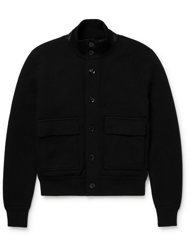 Photo: TOM FORD - Leather-Trimmed Merino Wool Bomber Jacket - Black