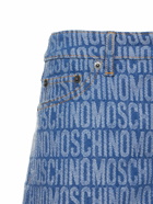 MOSCHINO Denim Jacquard Logo Mini Shorts