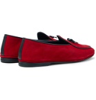 Rubinacci - Marphy Leather-Trimmed Suede Tasselled Loafers - Red