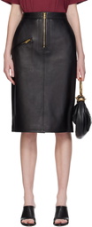 WILLY CHAVARRIA Black Workwear Leather Midi Skirt