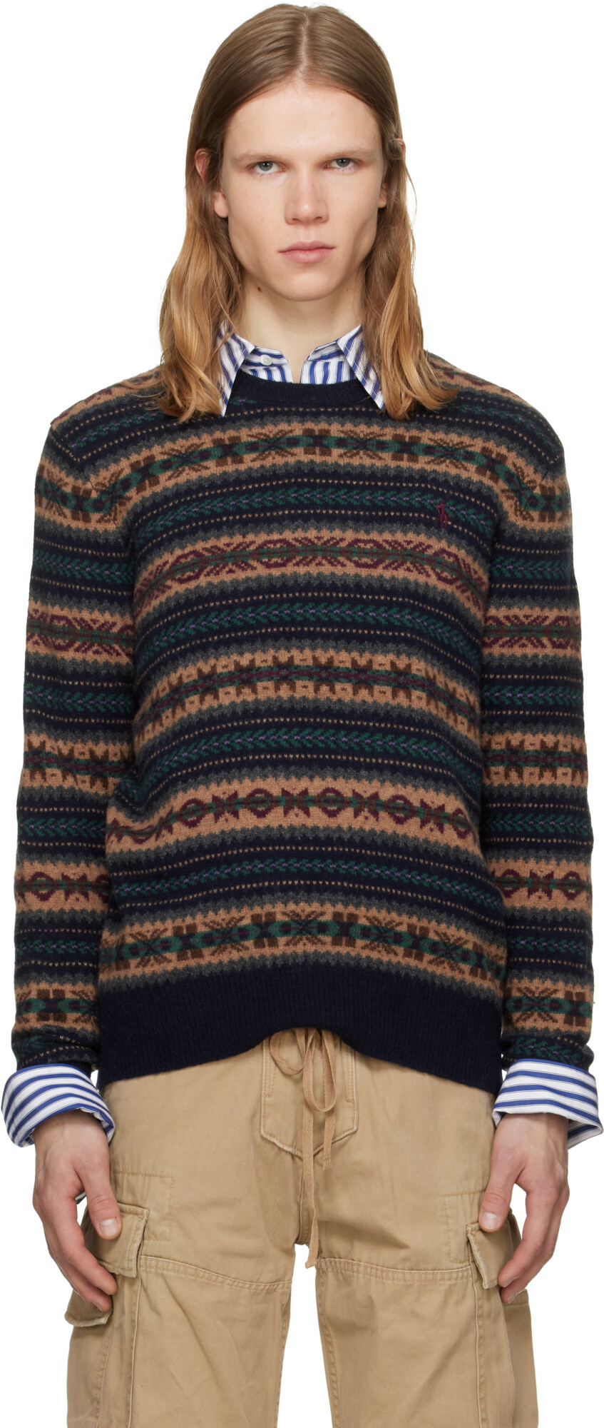 Polo Ralph Lauren Navy Fair Isle Wool Sweater