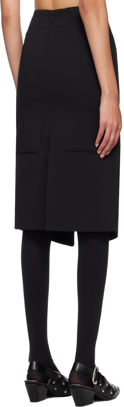 J KOO Black Belted Midi Skirt