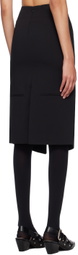 J KOO Black Belted Midi Skirt