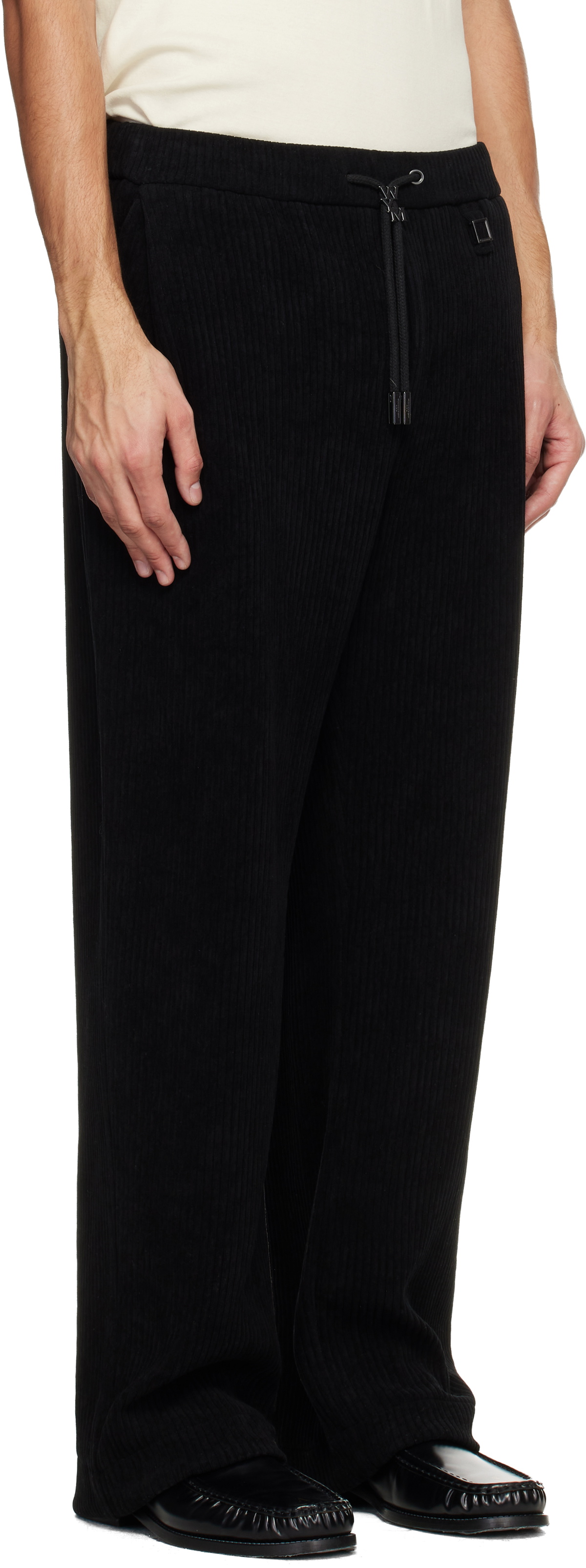 WOOYOUNGMI Black Banded Ribbed Sweatpants