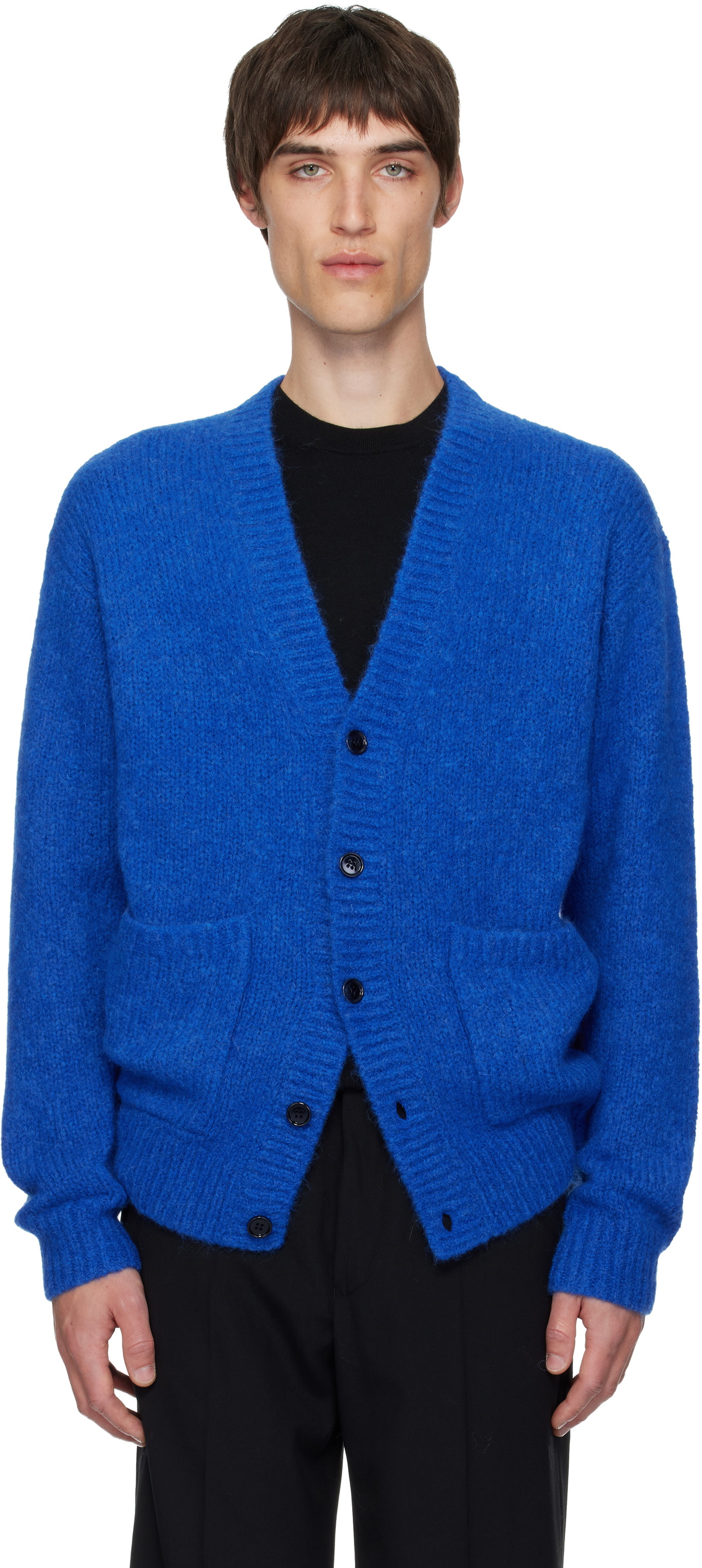 Dries Van Noten Blue Alpaca Cardigan