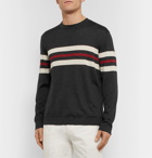 Brunello Cucinelli - Striped Cashmere and Silk-Blend Sweater - Gray