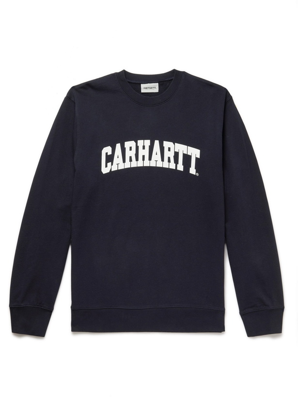 Photo: CARHARTT WIP - University Slim-Fit Logo-Print Cotton-Jersey Sweatshirt - Blue