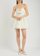 Self-portrait Embellished Organza Mini Dress White