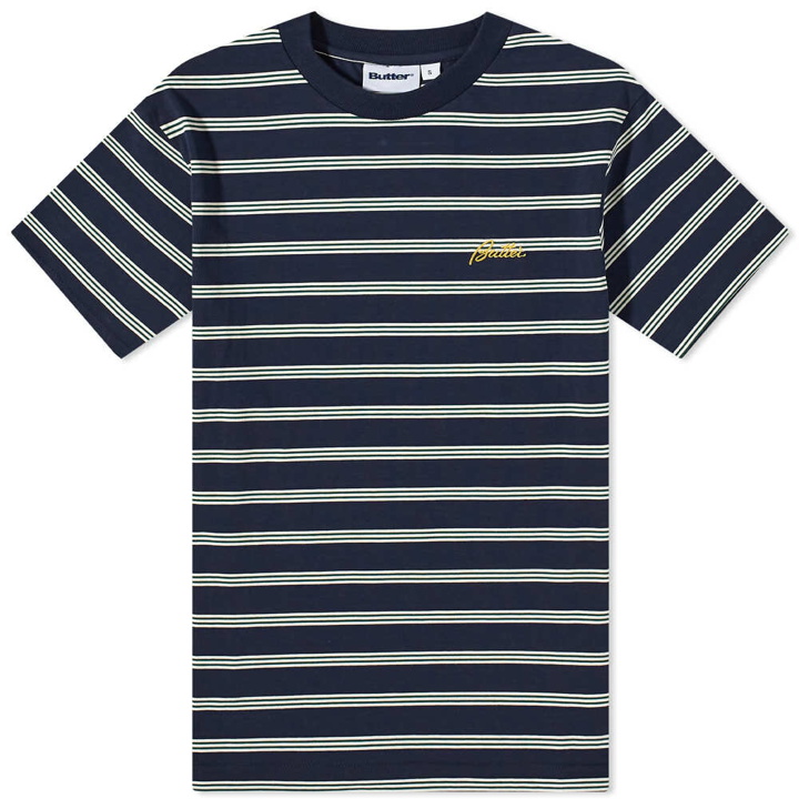 Photo: Butter Goods Men's Chase Stripe T-Shirt in Black