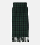 Polo Ralph Lauren Checked fringed wool-blend wrap skirt