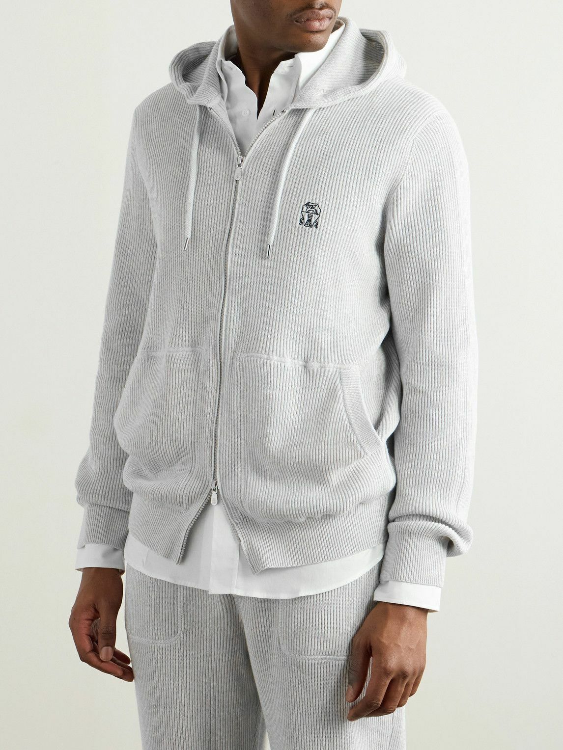 ブルネロクチネリ Brunello Cucinelli Dazzling Net cotton zip hoodie パーカー 衣料品 トップス コットン レディース グレー系 【中古】 15466514_52473813_1000.jpg