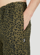 Leopard Print Flocked Pants in Green
