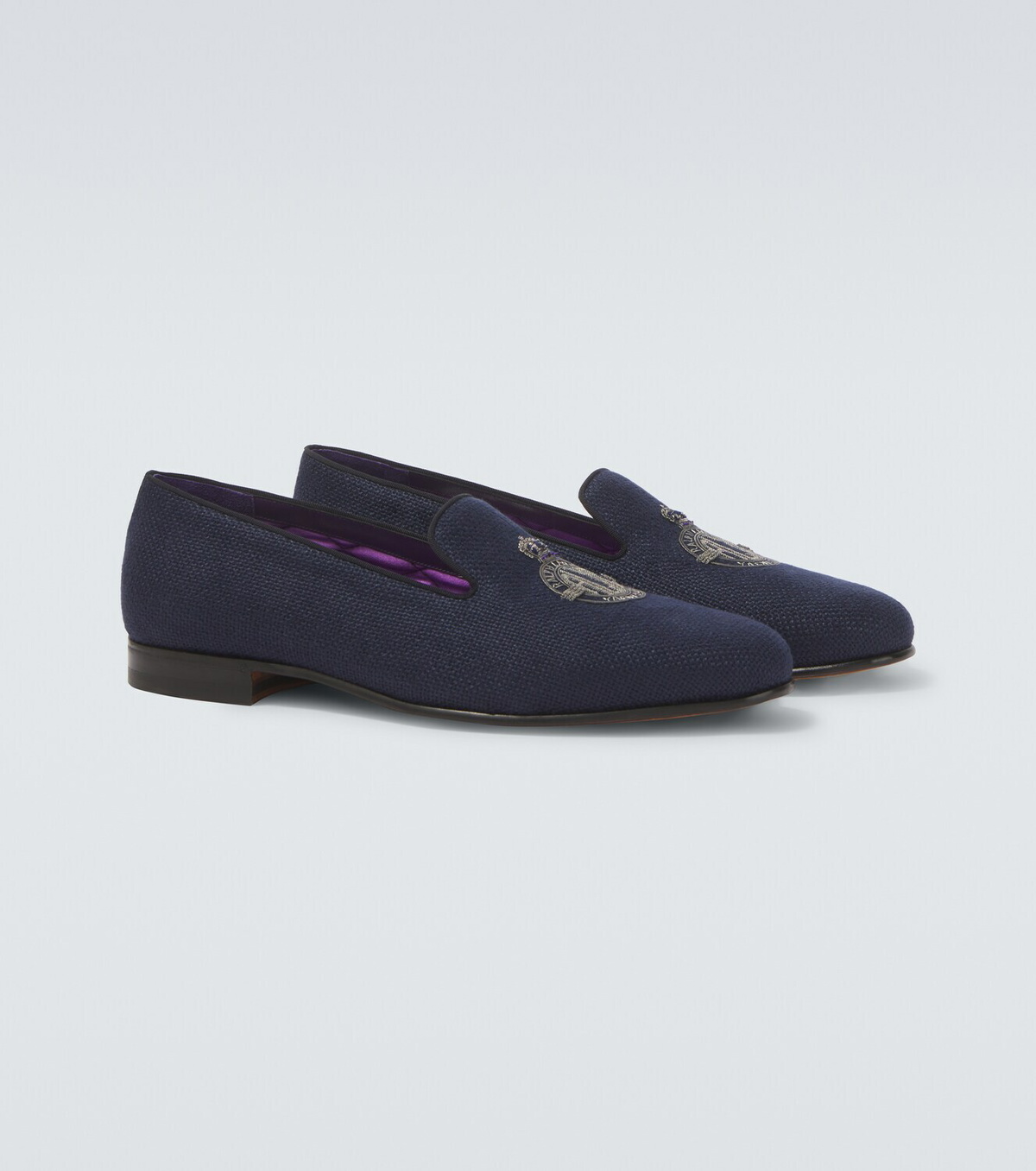 Ralph Lauren Purple Label Alonzo embroidered linen loafers
