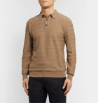 Mr P. - Contrast-Tipped Herringbone Virgin Wool Polo Shirt - Brown