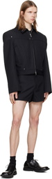 LGN Louis Gabriel Nouchi Black Suit Wool Shorts