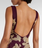 Costarellos Floral appliqué tulle gown