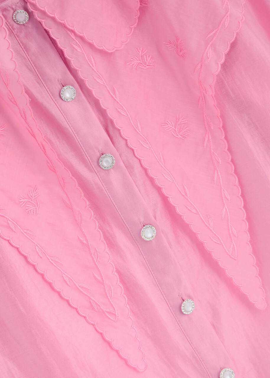 Sister Jane Coracle Embroidered Lyocell-blend Blouse Pink