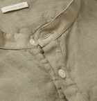 Massimo Alba - Grandad-Collar Linen Half-Placket Shirt - Men - Sage green