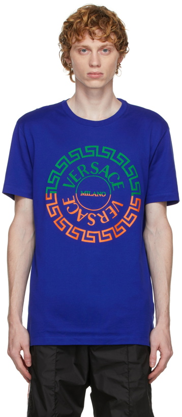 Photo: Versace Blue Greca Logo T-Shirt