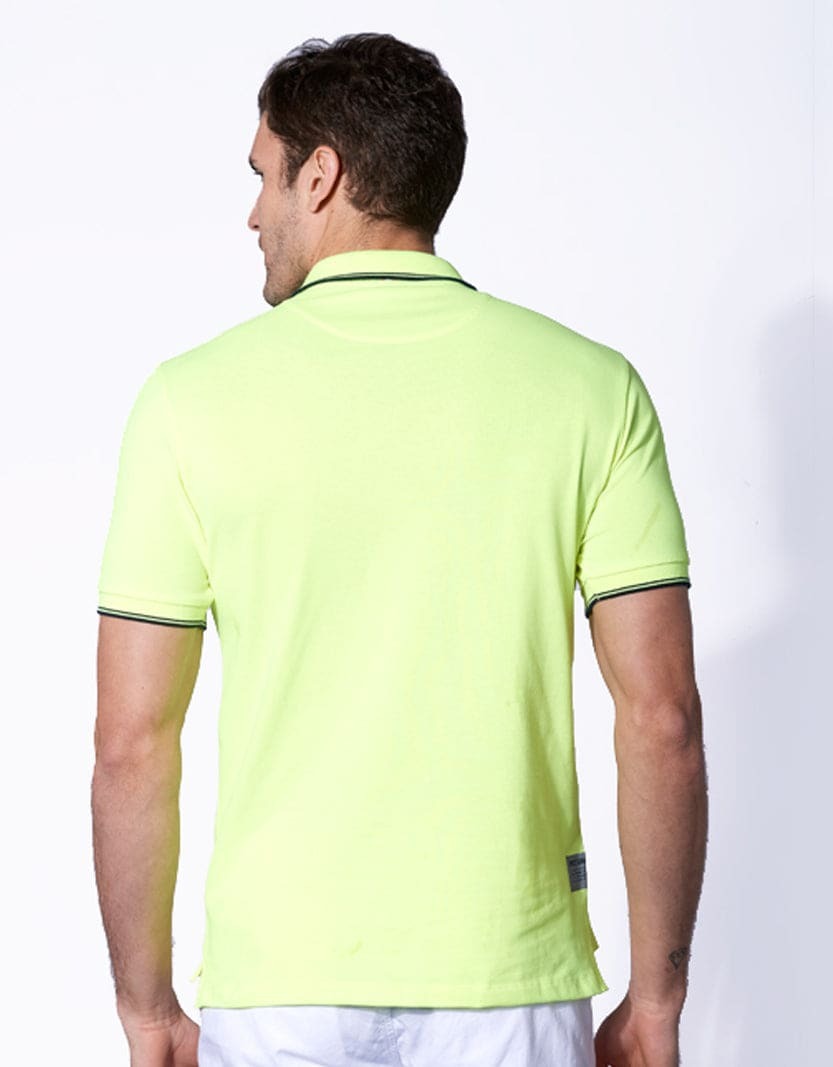MC2 Saint Barth Yellow Fluo Piquet Polo With St. Barth Check Logo MC2 ...