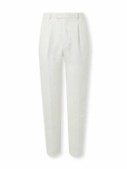 Zegna - Straight-Leg Pleated Linen-Twill Trousers - White