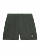 Stone Island - Straight-Leg Mid-Length Logo-Appliquéd Nylon Metal Swim Shorts - Green