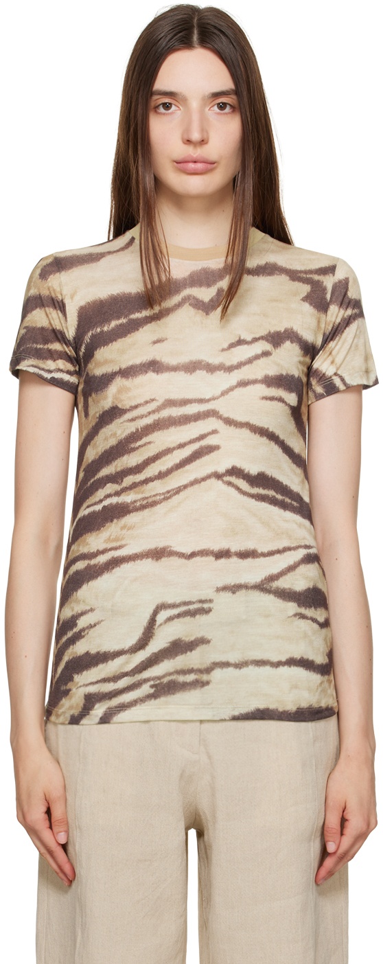 Baserange Beige & Brown Tiger T-Shirt Baserange
