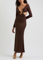 Christopher Esber Spiral Crystal Stretch-jersey Maxi Dress Dark Brown
