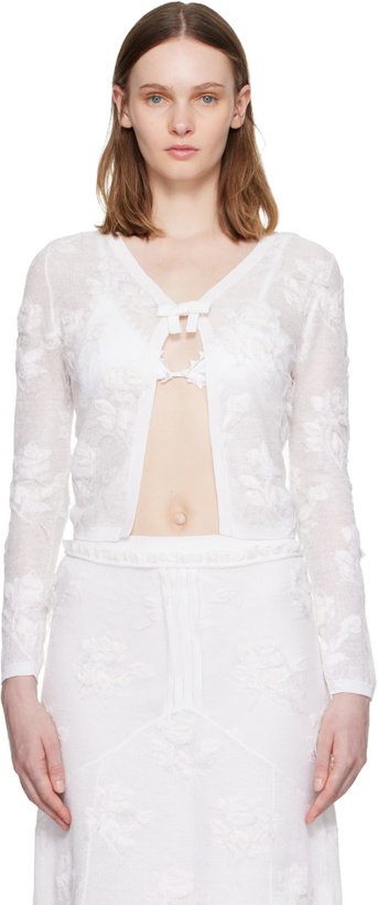 Photo: SHUSHU/TONG White Threadwork Bow Cardigan