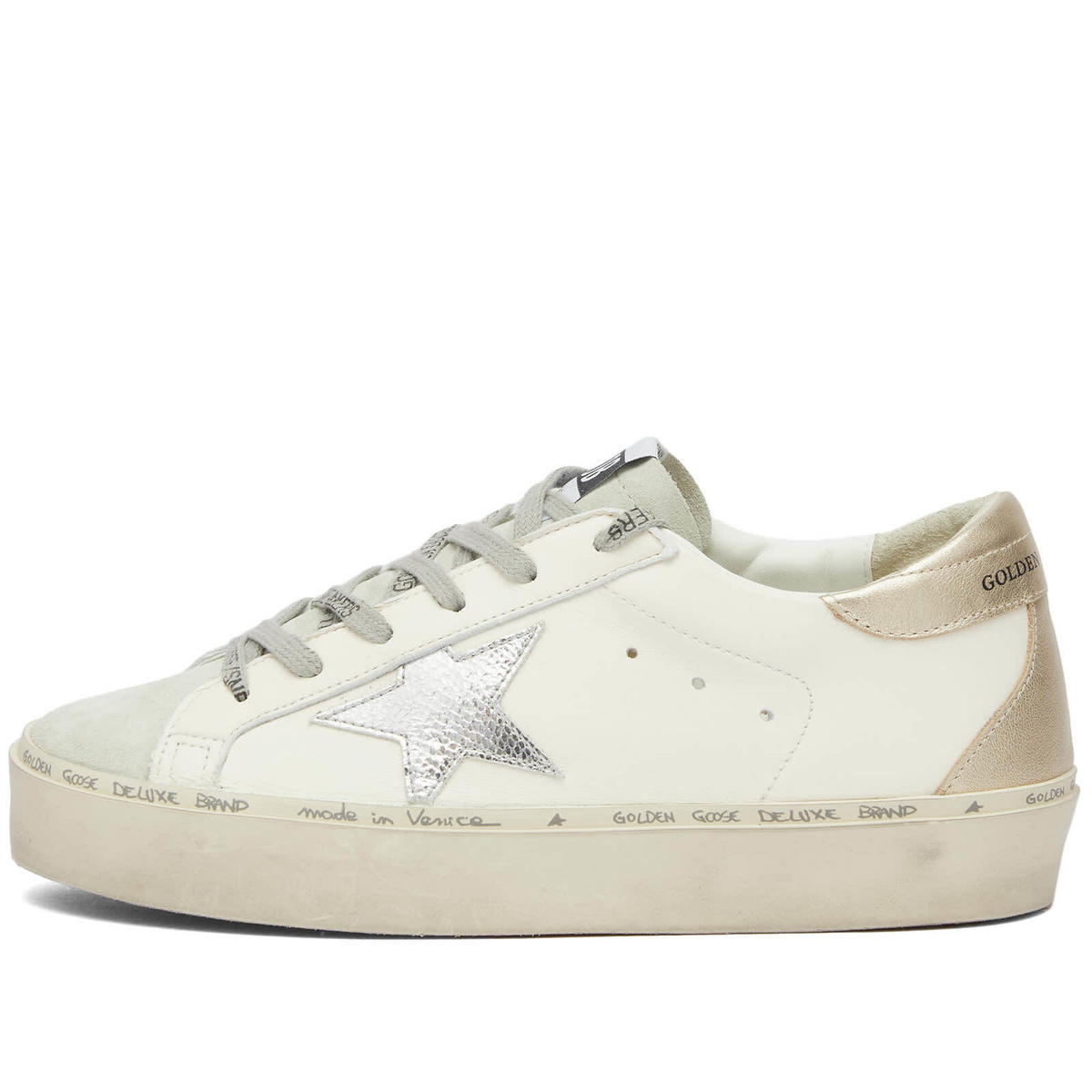 Golden Goose Women's Hi-Top Star Leather Sneakers in White/Ice/Platinum