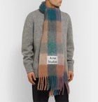 Acne Studios - Vally Fringed Logo-Appliquéd Checked Knitted Scarf - Multi