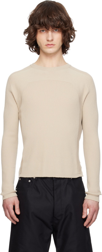 Photo: Rick Owens Beige Temple Ribbed Geo Sweater