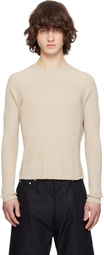Rick Owens Beige Temple Ribbed Geo Sweater