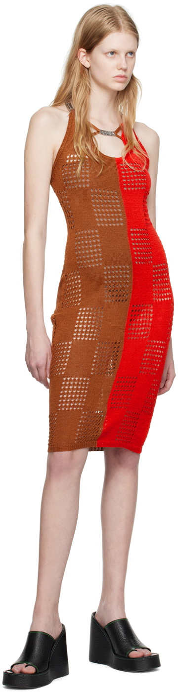 Andersson Bell Red & Brown Keira Midi Dress