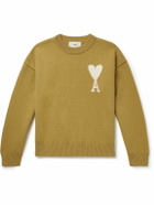AMI PARIS - Logo-Intarsia Virgin Wool Sweater - Yellow