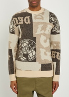 Les Deux Globe Jacquard Knit Jumper Sand