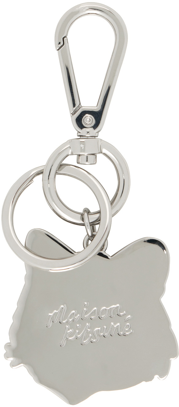 Maison Kitsuné Silver & Khaki Bold Fox Head Keychain