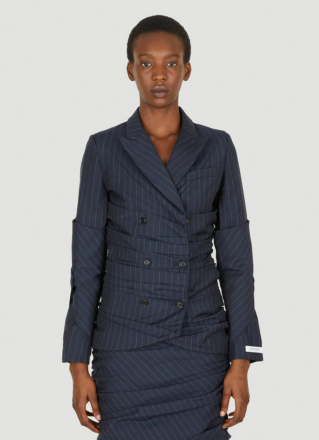 Lourdes Pinstripe Ruched Blazer