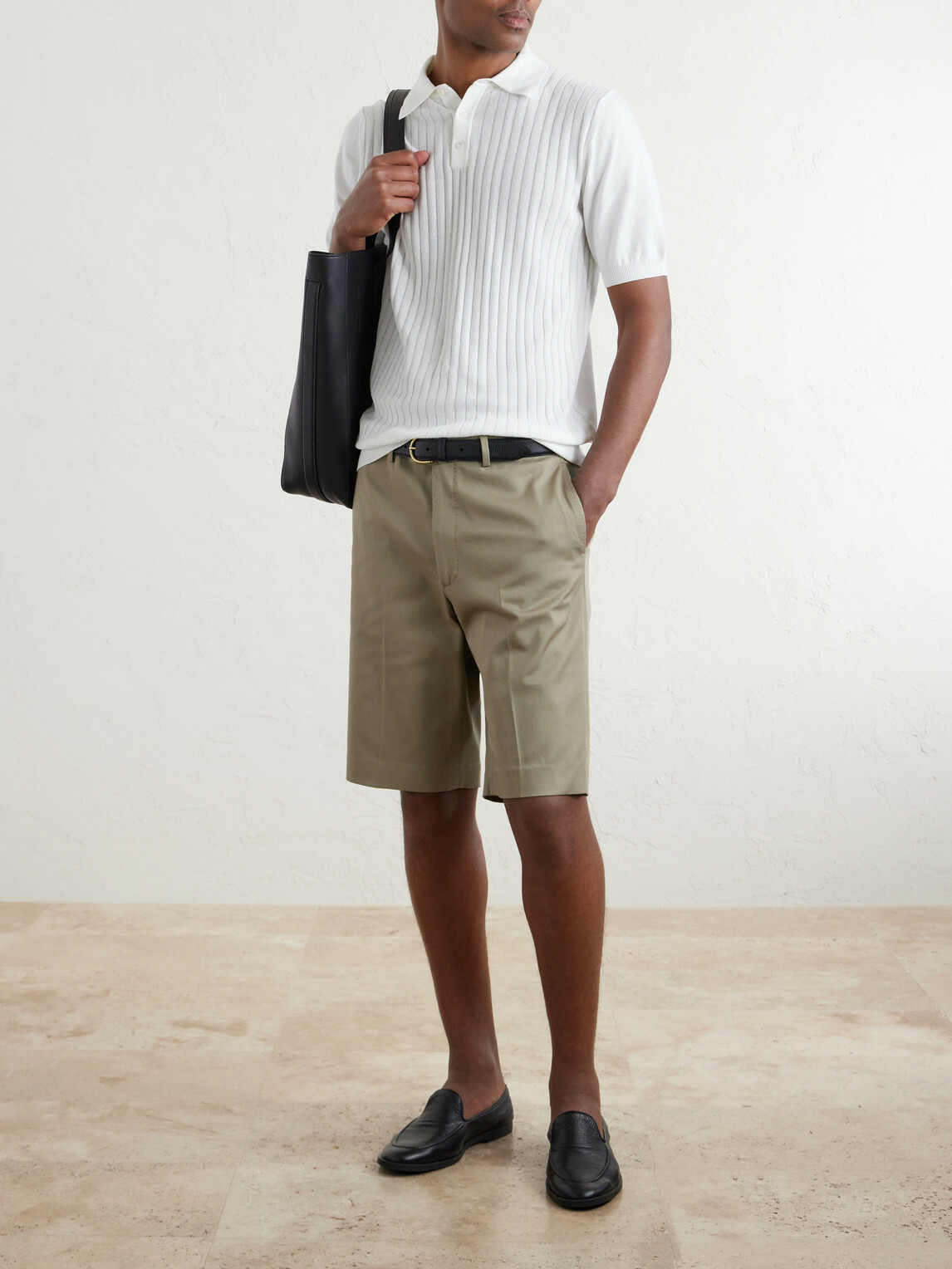 De Petrillo - Straight-Leg Cotton-Blend Twill Shorts - Neutrals