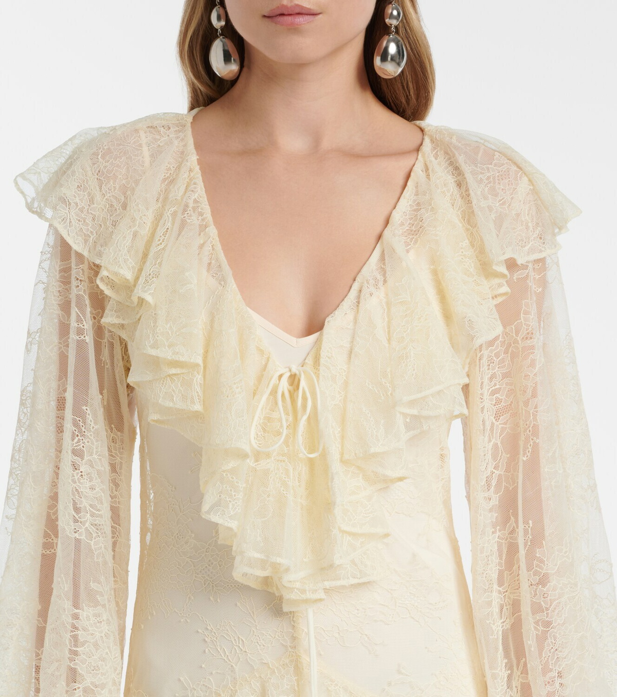 De La Vali Esen ruffled lace maxi dress