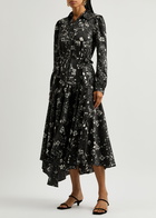 High Compelling Western Printed Satin Midi Dress Black And White