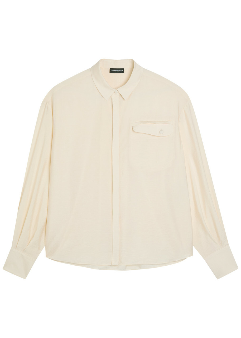 Emporio Armani Crinkled Woven Shirt Cream