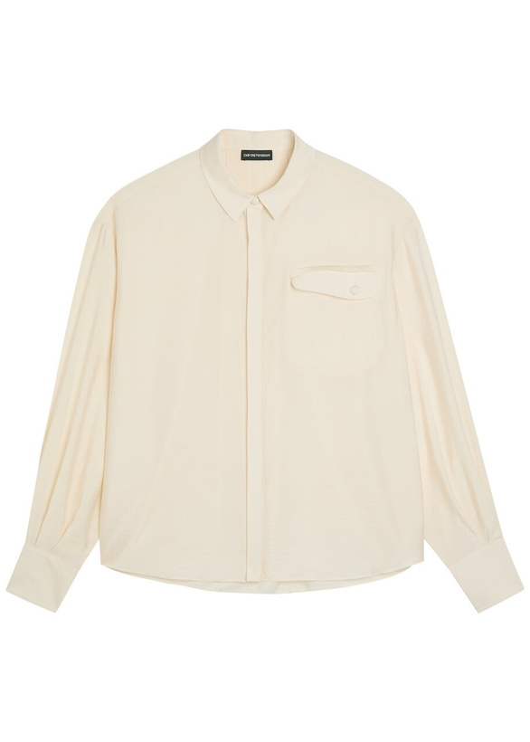 Photo: Emporio Armani Crinkled Woven Shirt Cream