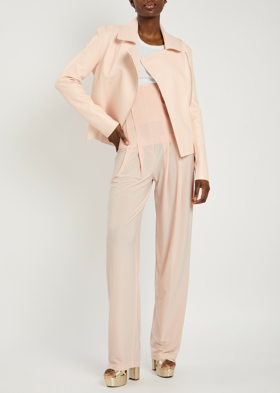 Norma Kamali High Waist Stretch-jersey Trousers Light Pink