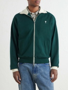 AMI PARIS - Logo-Embroidered Cotton-Jersey Zip-Up Sweatshirt - Green