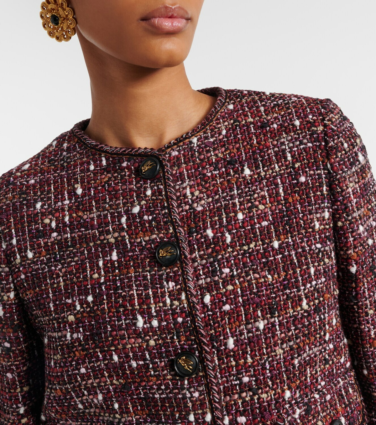 Etro Cropped cotton-blend bouclé jacket