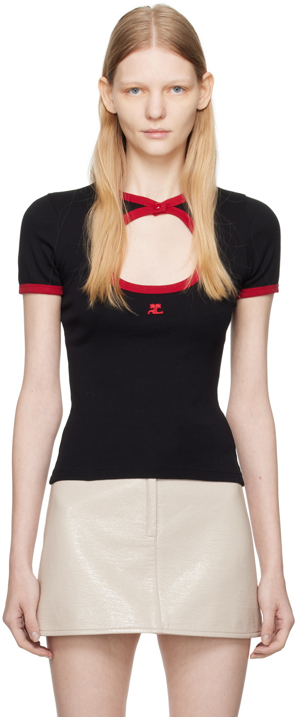 Courrèges Black Circle Contrast T-Shirt Courreges