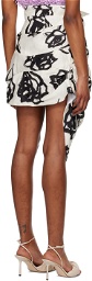 MSGM Off-White & Black Rose Brushstroke Miniskirt