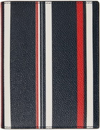 Thom Browne Navy Striped Passport Holder