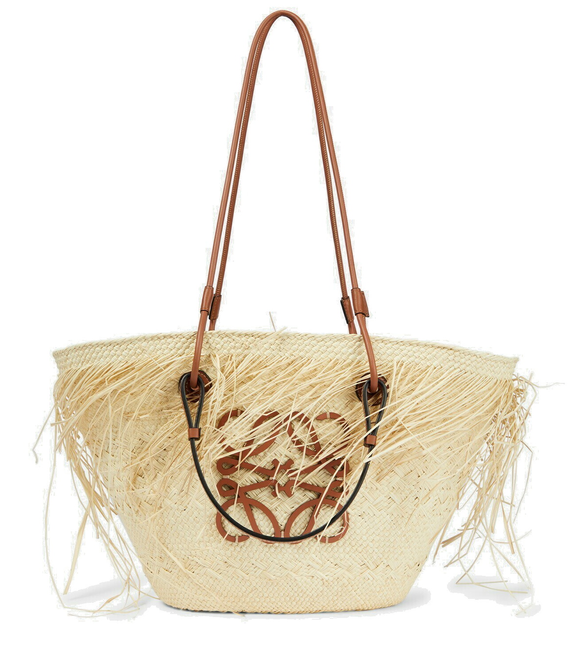 Loewe Small Rainbow Anagram Basket In Iraca Palm And Calfskin in